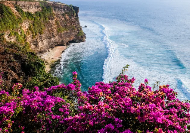 Ocean coastline near Uluwatu Temple in Bali